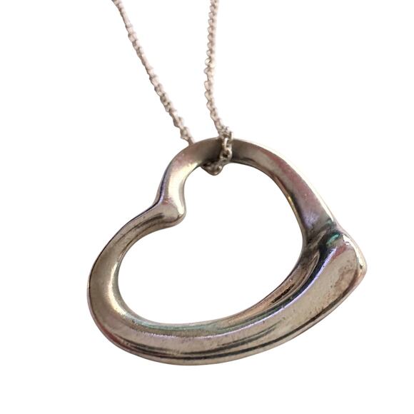 Tiffany and Co Elsa Peretti Medium Open Heart Necklace 16" - Picture 5 of 16